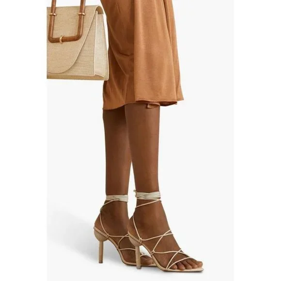 Cult Gaia Soleil Lace Up Leather High Heel Stiletto Sandals Sexy Wedding Guest - Picture 12 of 16